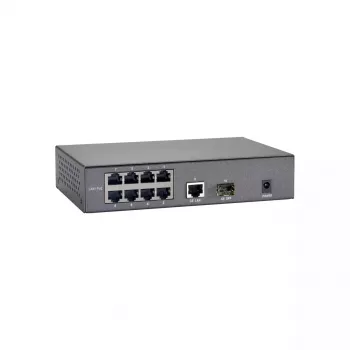LevelOne 10 prievadų Fast Ethernet PoE jungiklis, 1 x Gigabit RJ45, 1 x Gigabit SFP, 8 PoE išėjimai, 90W