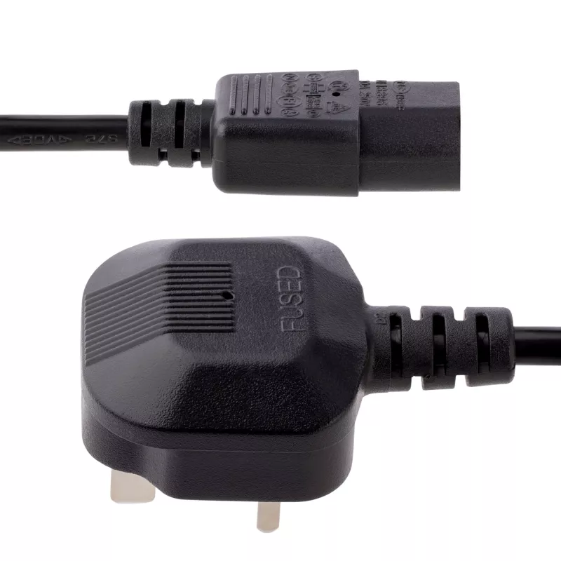 StarTech.com 10ft (3m) JK maitinimo laidas, 18AWG, BS 1363 į C13, 10A 250V, juodas, pakaitinis kintamosios srovės laidas, virdulio laidas / JK maitinimo laidas, kompiuterio maitinimo laidas, TV/monitoriaus maitinimo laidas