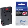 Brother TC491 lipni juosta etiketėms 9mm juoda ant raudono fono