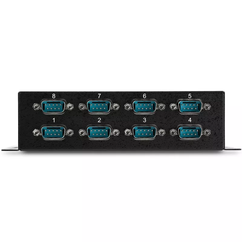 StarTech.com 8 prievadų USB į DB9 RS232 nuoseklus adapterio šakotuvas – pramoninis, tvirtinamas ant DIN bėgio ir sienos