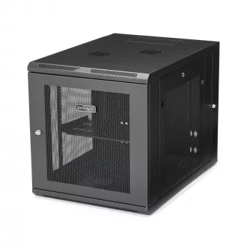 StarTech.com 4-Post 12U sieninis tinklo spintelis su 1U lentyna, 19 colių, šarnyrinis sieninis serverio stovas duomenų / AV / elektronikos / kompiuterių įrangai, lankstus ventiliuojamas stovo korpusas