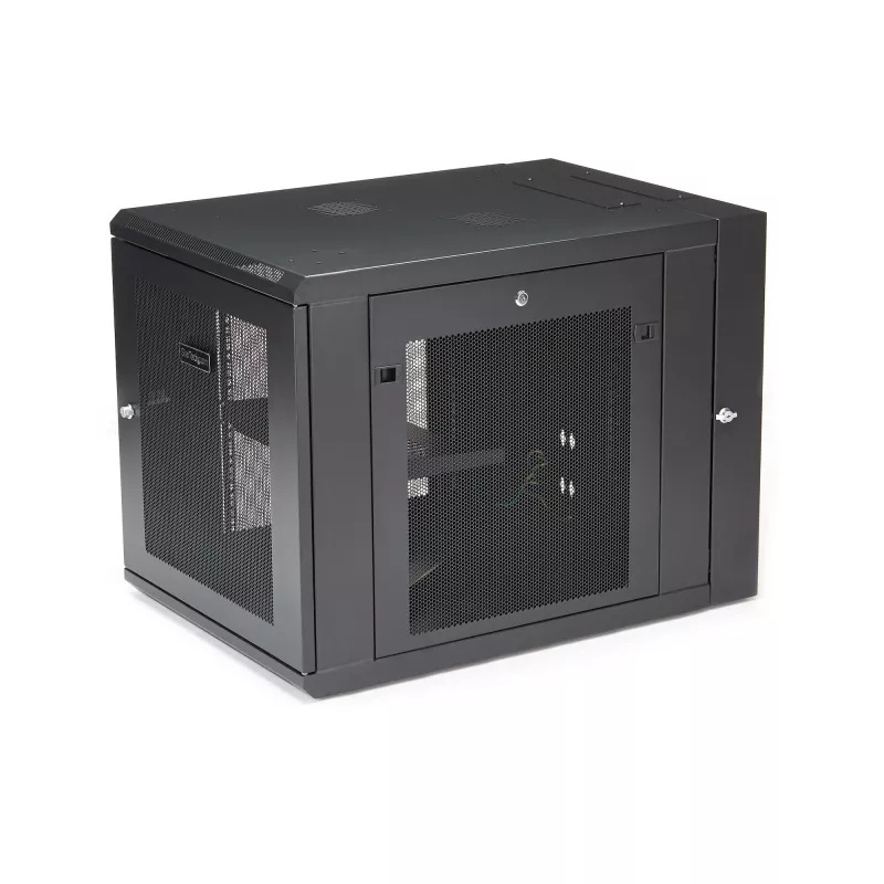 StarTech.com 4-Post 12U sieninis tinklo spintelis su 1U lentyna, 19 colių, šarnyrinis sieninis serverio stovas duomenų / AV / elektronikos / kompiuterių įrangai, lankstus ventiliuojamas stovo korpusas