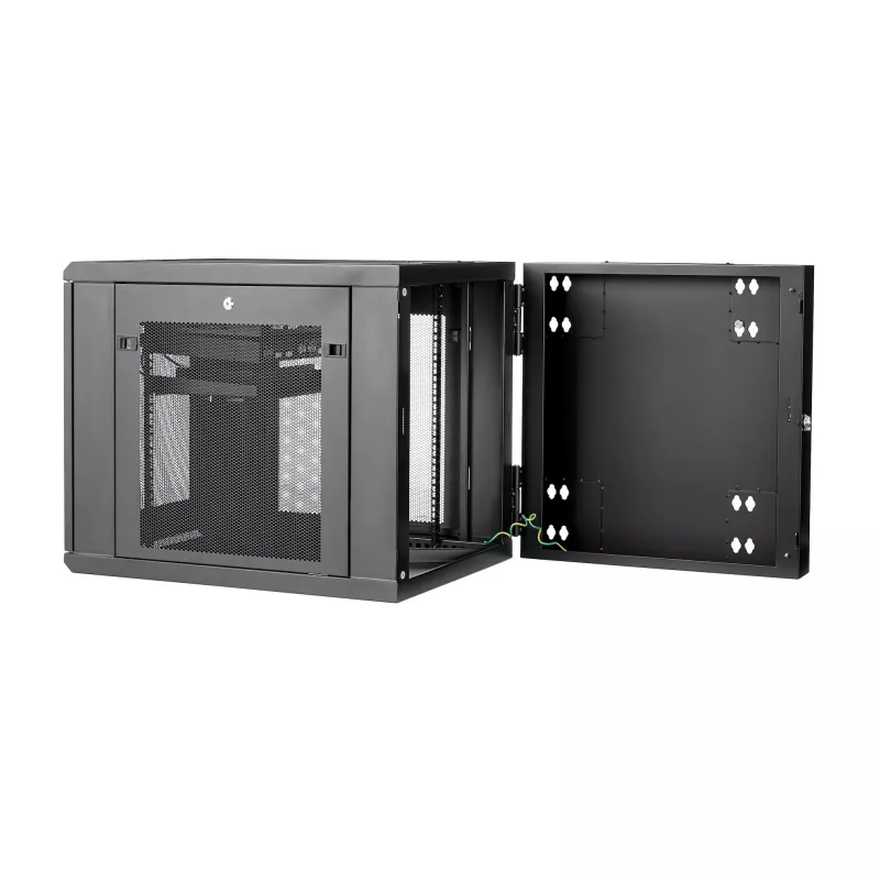 StarTech.com 4-Post 12U sieninis tinklo spintelis su 1U lentyna, 19 colių, šarnyrinis sieninis serverio stovas duomenų / AV / elektronikos / kompiuterių įrangai, lankstus ventiliuojamas stovo korpusas