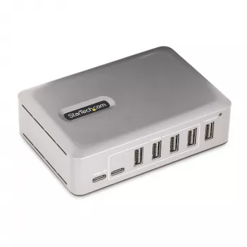 StarTech.com 7 prievadų USB-C šakotuvas – 5x USB-A + 2x USB-C – su 65 W maitinimo šaltiniu – USB 3.1 10Gbps – stalinis/nešiojamas USB šakotuvas su 3 pėdų USB-IF sertifikuotu fiksuojančiu kabeliu