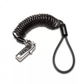 Kensington Slim Portable Combination Lock, standartiniam lizdui, 1,8 m, plieninis kabelis, juoda/sidabrinė