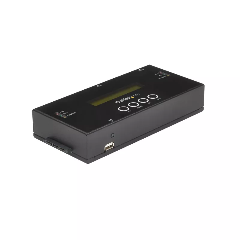 StarTech.com 1:1 nepriklausomas kietųjų diskų kopijavimo ir trynimo įrenginys, SAS ir SATA HDD/SSD klonuotojas/kopijuoklis, LCD ekranas, TAA atitinkantis