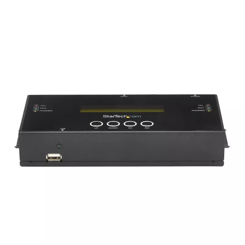 StarTech.com 1:1 nepriklausomas kietųjų diskų kopijavimo ir trynimo įrenginys, SAS ir SATA HDD/SSD klonuotojas/kopijuoklis, LCD ekranas, TAA atitinkantis