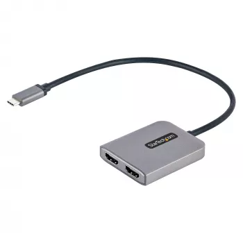StarTech.com USB-C į Dual HDMI MST HUB – Dvigubas HDMI 4K 60Hz – USB Type C kelių monitorių adapteris nešiojamam kompiuteriui su 30 cm kabeliu – DP 1.4 Multi-Stream Transport šakotuvas – USB-C į HDMI skirstytuvas