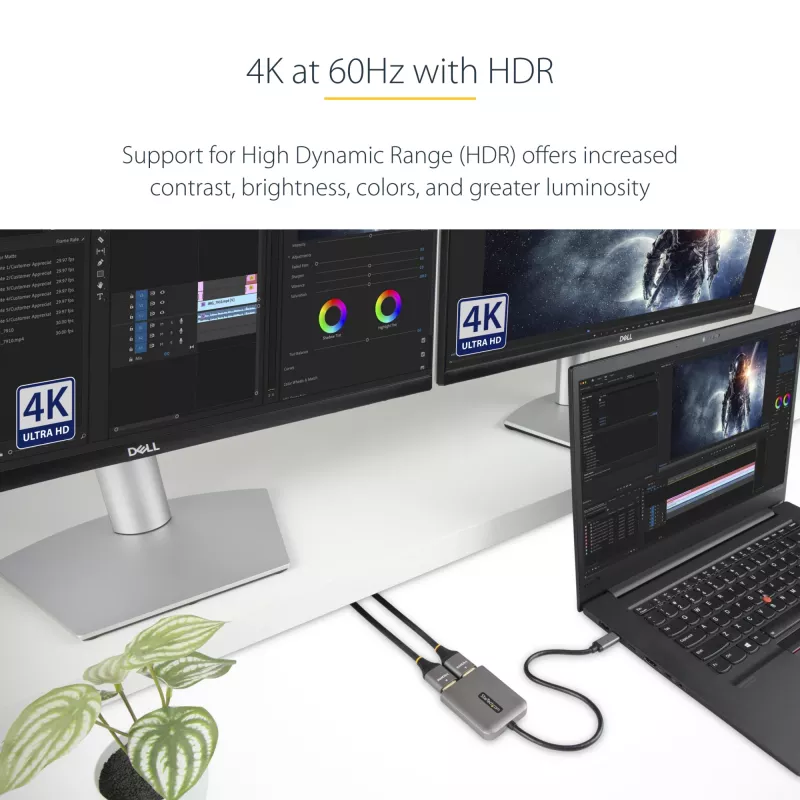 StarTech.com USB-C į Dual HDMI MST HUB – Dvigubas HDMI 4K 60Hz – USB Type C kelių monitorių adapteris nešiojamam kompiuteriui su 30 cm kabeliu – DP 1.4 Multi-Stream Transport šakotuvas – USB-C į HDMI skirstytuvas