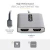 StarTech.com USB-C į Dual HDMI MST HUB – Dvigubas HDMI 4K 60Hz – USB Type C kelių monitorių adapteris nešiojamam kompiuteriui su 30 cm kabeliu – DP 1.4 Multi-Stream Transport šakotuvas – USB-C į HDMI skirstytuvas