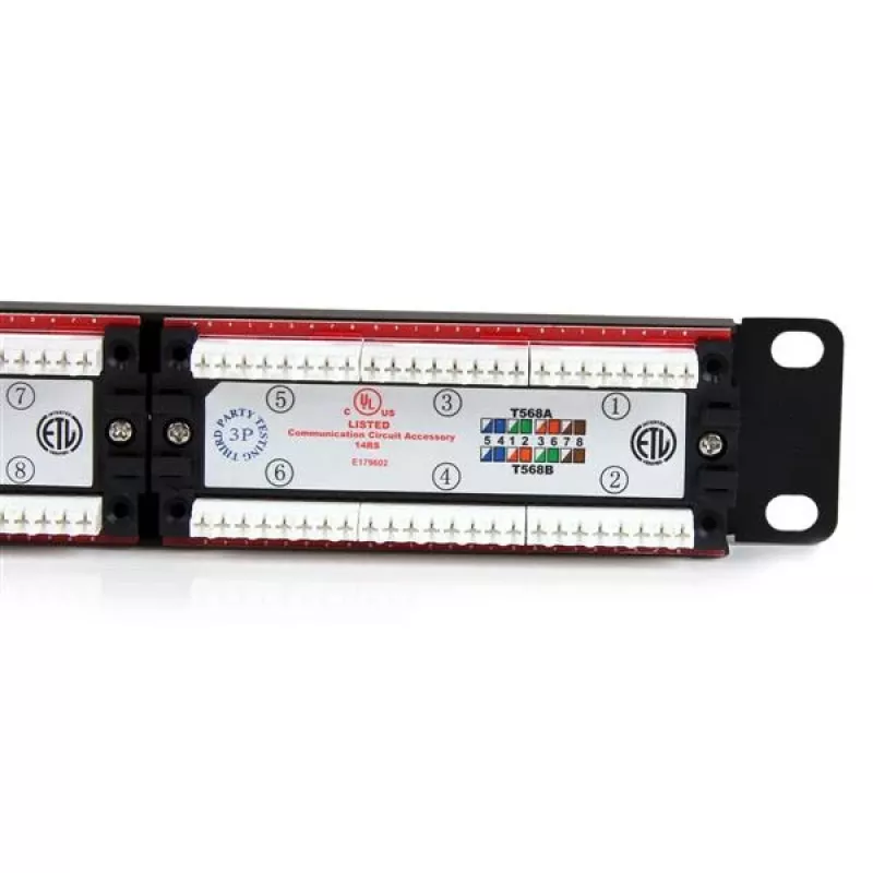 StarTech.com 24 prievadų 1U stovo montavimo Cat 6 110 pataisų skydelis, RJ-45, juodas, RoHS, CE, ETL, UL