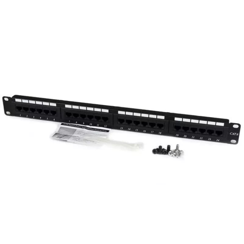 StarTech.com 24 prievadų 1U stovo montavimo Cat 6 110 pataisų skydelis, RJ-45, juodas, RoHS, CE, ETL, UL