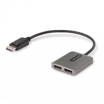 StarTech.com 2 prievadų DisplayPort MST šakotuvas, dviguba 4K 60Hz, DP į 2x DisplayPort monitorių adapteris, DP 1.4 kelių monitorių vaizdo adapteris, 30 cm įmontuotas kabelis, maitinamas per USB, tik Windows