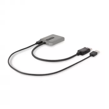 StarTech.com 2 prievadų DisplayPort MST šakotuvas, dviguba 4K 60Hz, DP į 2x DisplayPort monitorių adapteris, DP 1.4 kelių monitorių vaizdo adapteris, 30 cm įmontuotas kabelis, maitinamas per USB, tik Windows