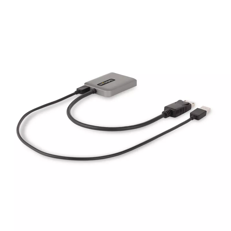 StarTech.com 2 prievadų DisplayPort MST šakotuvas, dviguba 4K 60Hz, DP į 2x DisplayPort monitorių adapteris, DP 1.4 kelių monitorių vaizdo adapteris, 30 cm įmontuotas kabelis, maitinamas per USB, tik Windows
