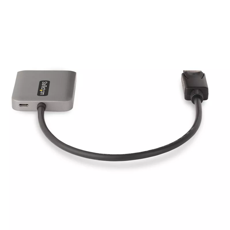 StarTech.com 2 prievadų DisplayPort MST šakotuvas, dviguba 4K 60Hz, DP į 2x DisplayPort monitorių adapteris, DP 1.4 kelių monitorių vaizdo adapteris, 30 cm įmontuotas kabelis, maitinamas per USB, tik Windows