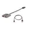 StarTech.com 2 prievadų DisplayPort MST šakotuvas, dviguba 4K 60Hz, DP į 2x DisplayPort monitorių adapteris, DP 1.4 kelių monitorių vaizdo adapteris, 30 cm įmontuotas kabelis, maitinamas per USB, tik Windows