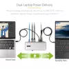 StarTech.com dviejų nešiojamųjų kompiuterių USB-C KVM stotelė, dviejų monitorių 4K 60Hz DisplayPort dokas, 5 prievadų USB šakotuvas, GbE, 90W/45W maitinimo tiekimas dviem nešiojamiesiems, Windows/Mac, 2 pagrindinių kompiuterių KVM dokas - TAA