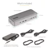 StarTech.com dviejų nešiojamųjų kompiuterių USB-C KVM stotelė, dviejų monitorių 4K 60Hz DisplayPort dokas, 5 prievadų USB šakotuvas, GbE, 90W/45W maitinimo tiekimas dviem nešiojamiesiems, Windows/Mac, 2 pagrindinių kompiuterių KVM dokas - TAA