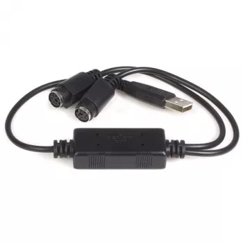 StarTech.com USB į PS/2 adapteris – klaviatūrai ir pelei, 0,435 m, juodas, 1× USB A, 2× DIN 6, 46 g