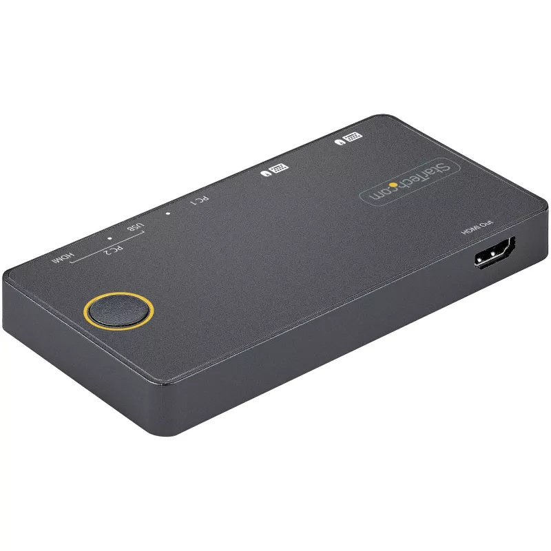 StarTech.com 2 prievadų hibridinis USB-A + HDMI ir USB-C KVM jungiklis – vienas 4K 60Hz HDMI 2.0 monitorius – kompaktiškas stalinis ir/ar nešiojamojo kompiuterio HDMI KVM jungiklis – USB magistralės maitinimas – suderinamas su Thunderbolt 3