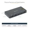 StarTech.com 2 prievadų hibridinis USB-A + HDMI ir USB-C KVM jungiklis – vienas 4K 60Hz HDMI 2.0 monitorius – kompaktiškas stalinis ir/ar nešiojamojo kompiuterio HDMI KVM jungiklis – USB magistralės maitinimas – suderinamas su Thunderbolt 3