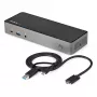 StarTech.com USB-C ir USB-A dokas - hibridinė universali trijų monitorių nešiojamojo kompiuterio dokavimo stotelė su DisplayPort ir HDMI 4K 60Hz - 85W galios tiekimas, 6x USB šakotuvas, GbE, garsas - USB 3.1 Gen 2 10Gbps - TAA