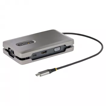 StarTech.com USB-C kelių monitorių kelių prievadų adapteris iki 4K 60Hz USB-C DP Alt Mode vaizdo išvestis ir HDMI 2.0 arba 1080p VGA, 100W PD perdavimas, USB Type C mini dokas, USB-C dokavimo stotelė, MST centras