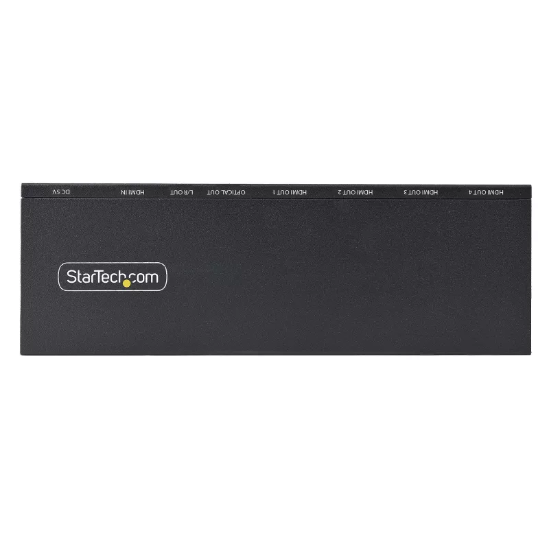 StarTech.com 4 prievadų HDMI skirstytuvas su įmontuotu keitikliu, 4K 60Hz, HDMI 2.0, 1 į 4, 3,5 mm / optinis garsas