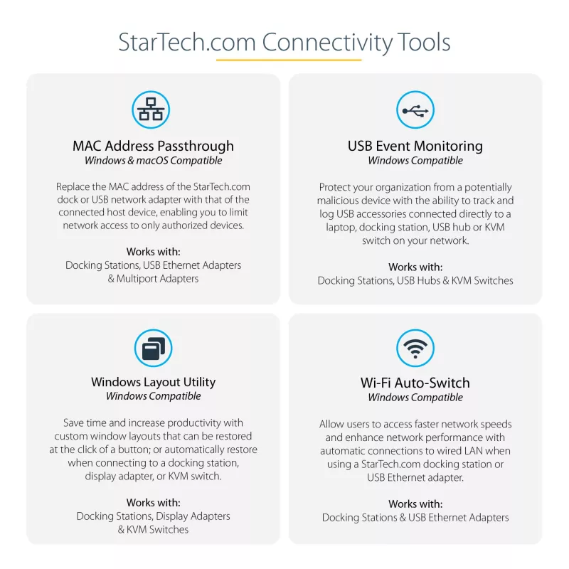 StarTech.com Thunderbolt 4 Dock, 96W maitinimas, vienas 8K / du monitoriai 4K 60Hz, 3xTB4/USB4 prievadai, 4xUSB-A, SD, GbE, Thunderbolt 4 dokų stotelė, skirta Windows arba TB3 MacBook, 0,8 m kabelis
