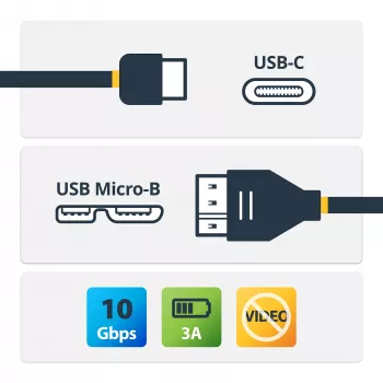 StarTech.com USB-C į Micro-B laidas - M/M - 0,5 m - USB 3.1 (10 Gbps)