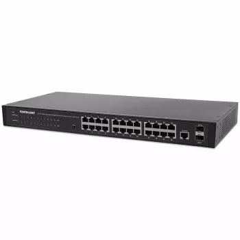 Intellinet 24 prievadų valdomas tinklo jungiklis, 24 prievadai (RJ45), montuojamas į stelažą, Gigabit, 4 SFP, Ethernet Web-Smart, 10/100/1000 Mbit