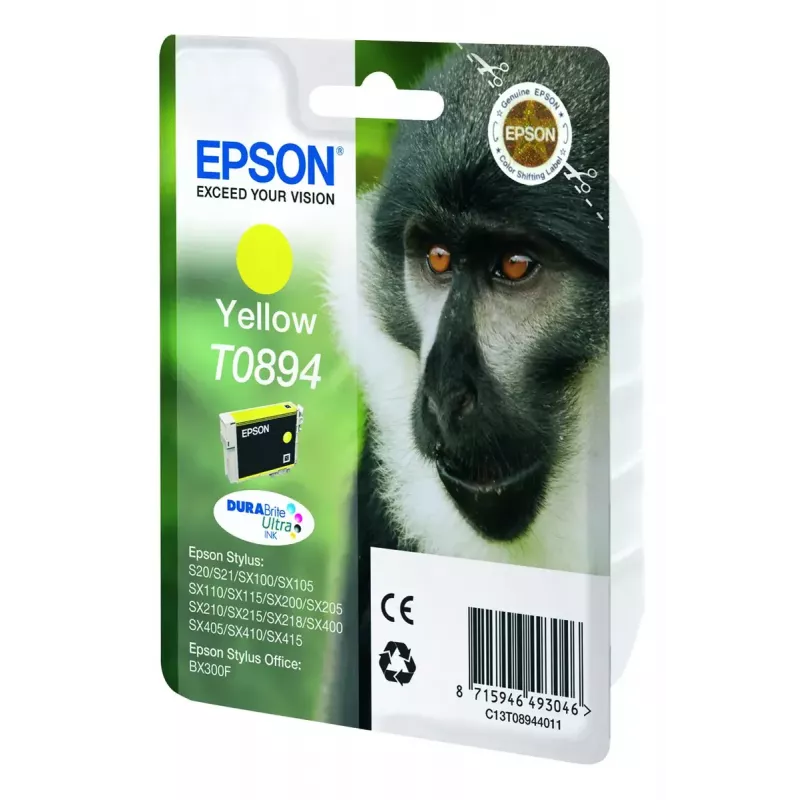 Epson Monkey Singlepack Yellow T0894 DURABrite Ultra rašalinė kasetė (geltona)