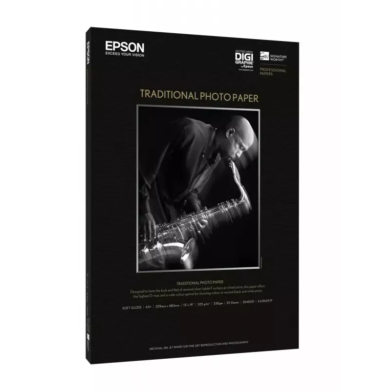 Epson Traditional Photo Paper, matinis blizgus fotopopierius, A3+, 330 g/m², 25 lapų