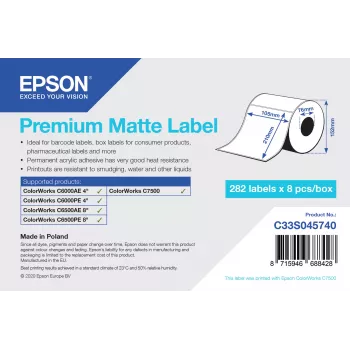 Epson C33S045740 lipnūs etikečių rulonai, 76 x 127 mm, 282 vnt.