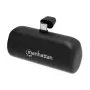 Manhattan nešiojamas powerbank su integruotu USB-C kištuku, 5000 mAh, iki 10W išvestis, stovelis, juoda, 1 metų garantija