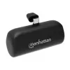 Manhattan nešiojamas powerbank su integruotu USB-C kištuku, 5000 mAh, iki 10W išvestis, stovelis, juoda, 1 metų garantija