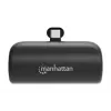 Manhattan nešiojamas powerbank su integruotu USB-C kištuku, 5000 mAh, iki 10W išvestis, stovelis, juoda, 1 metų garantija