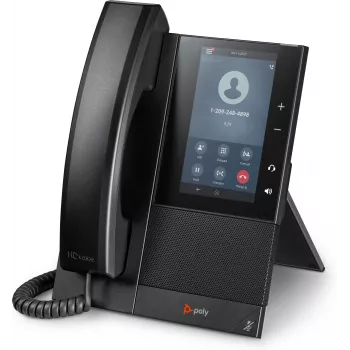 HP Poly CCX 500 versijinis daugialypės terpės telefonas su atviru SIP ir PoE palaikymu