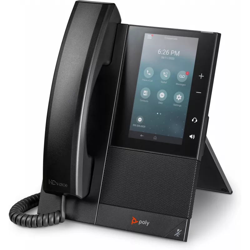 HP Poly CCX 500 versijinis daugialypės terpės telefonas su atviru SIP ir PoE palaikymu