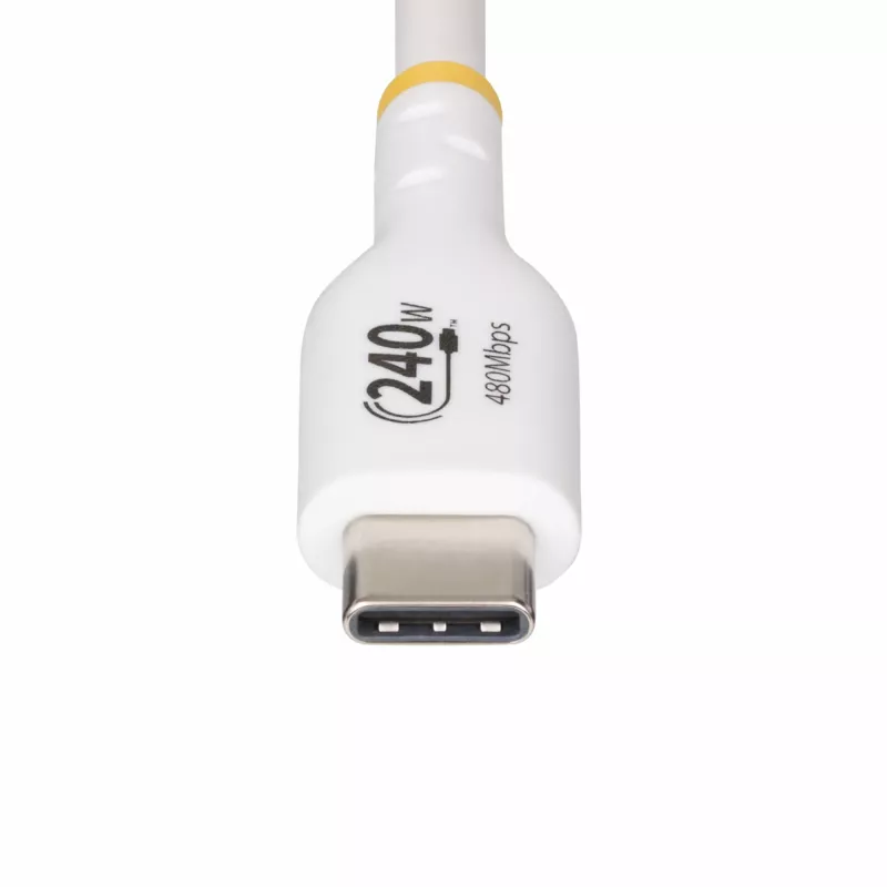 StarTech.com 4m baltas USB-C įkrovimo laidas, USB-IF sertifikuotas USB-C kabelis, 240W PD EPR, USB 2.0 Type-C nešiojamojo kompiuterio įkroviklio laidas, USB-C duomenų perdavimo kabelis, TPE apvalkalas