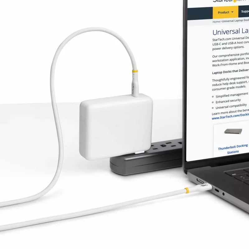 StarTech.com 4m baltas USB-C įkrovimo laidas, USB-IF sertifikuotas USB-C kabelis, 240W PD EPR, USB 2.0 Type-C nešiojamojo kompiuterio įkroviklio laidas, USB-C duomenų perdavimo kabelis, TPE apvalkalas