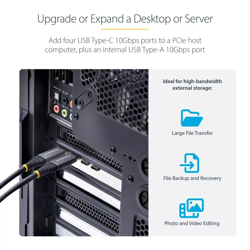 StarTech.com 5 prievadų USB PCIe kortelė, USB 3.2 10Gbps, PCI Express kortelė su 4x USB-C prievadais, 1x USB-A vidiniu prievadu, USB PCIe valdiklio kortelė, Windows/macOS/Linux