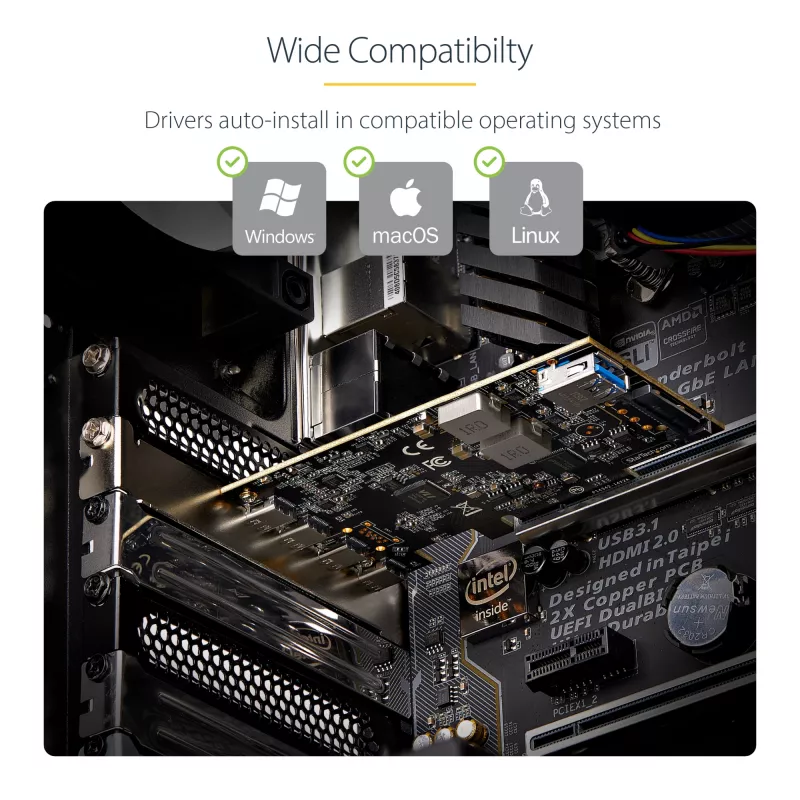 StarTech.com 5 prievadų USB PCIe kortelė, USB 3.2 10Gbps, PCI Express kortelė su 4x USB-C prievadais, 1x USB-A vidiniu prievadu, USB PCIe valdiklio kortelė, Windows/macOS/Linux