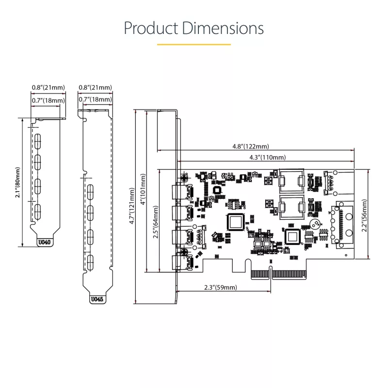 StarTech.com 5 prievadų USB PCIe kortelė, USB 3.2 10Gbps, PCI Express kortelė su 4x USB-C prievadais, 1x USB-A vidiniu prievadu, USB PCIe valdiklio kortelė, Windows/macOS/Linux