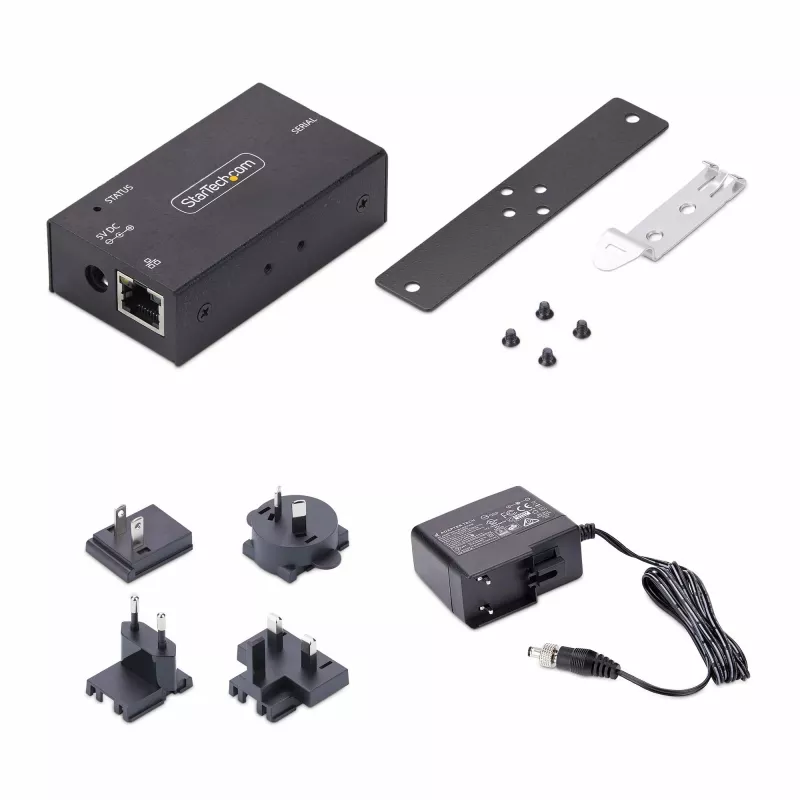 StarTech.com 1 prievado nuoseklioji į Ethernet adapteris, IP nuosekliojo įrenginio serveris nuotoliniams RS232 įrenginiams, montuojamas ant sienos/DIN bėgio, metalinis korpusas, RJ45 LAN į DB9 nuosekliojo keitiklis