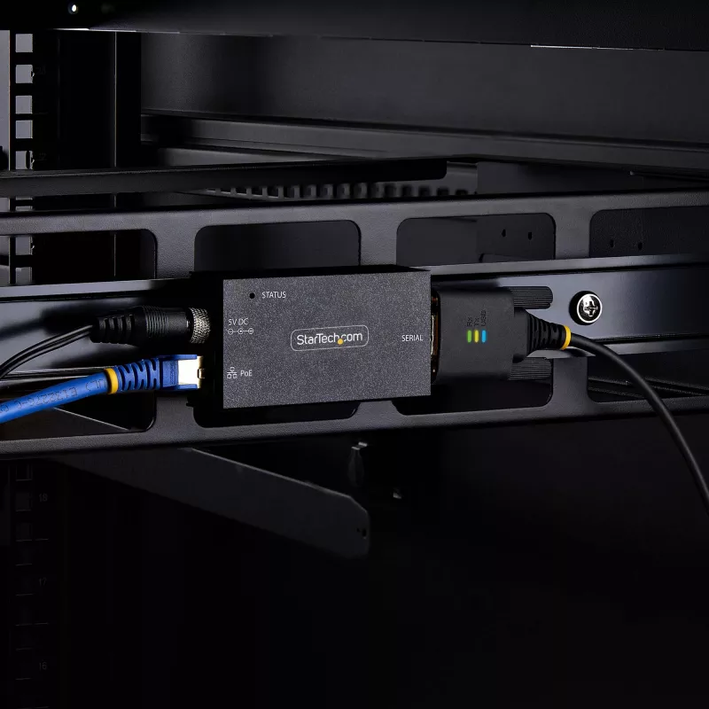 StarTech.com 1 prievado nuosekliojo prievado į Ethernet adapteris su PoE, IP nuosekliojo įrenginio serveris nuotoliniams RS232 įrenginiams, montuojamas ant sienos/DIN bėgio, RJ45 LAN į DB9 keitiklis, TAA
