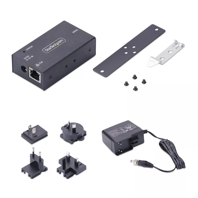StarTech.com 1 prievado nuosekliojo prievado į Ethernet adapteris su PoE, IP nuosekliojo įrenginio serveris nuotoliniams RS232 įrenginiams, montuojamas ant sienos/DIN bėgio, RJ45 LAN į DB9 keitiklis, TAA