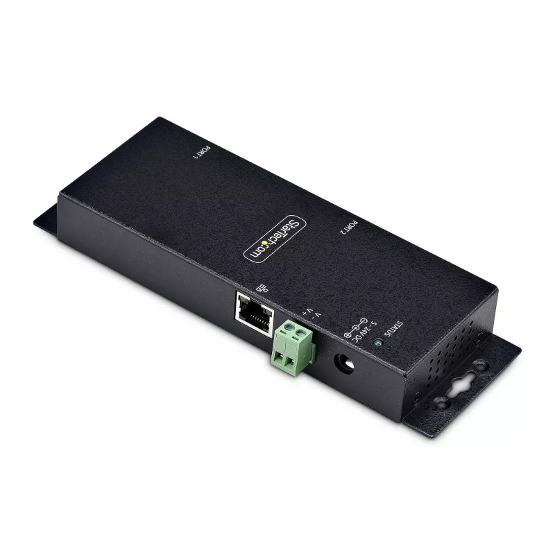 StarTech.com 2 prievadų nuoseklioji į Ethernet adapteris, IP nuosekliojo įrenginio serveris nuotoliniams RS232 įrenginiams, montuojamas ant sienos/DIN bėgio, metalinis korpusas, RJ45 LAN į DB9 nuoseklųjį keitiklį