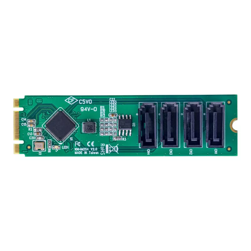 StarTech.com 4 prievadų M.2 į SATA adapterio kortelė, M.2 PCIe 3.0 į SATA HDD/SSD plėtinio kortelė, ASM1064 mikroschema, M.2 NVMe į 4x HDD/SSD, skirta Windows/macOS/Linux
